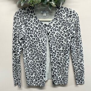 Old Navy Stretch Cardigan Long Sleeve Grey Animal Leopard Print S